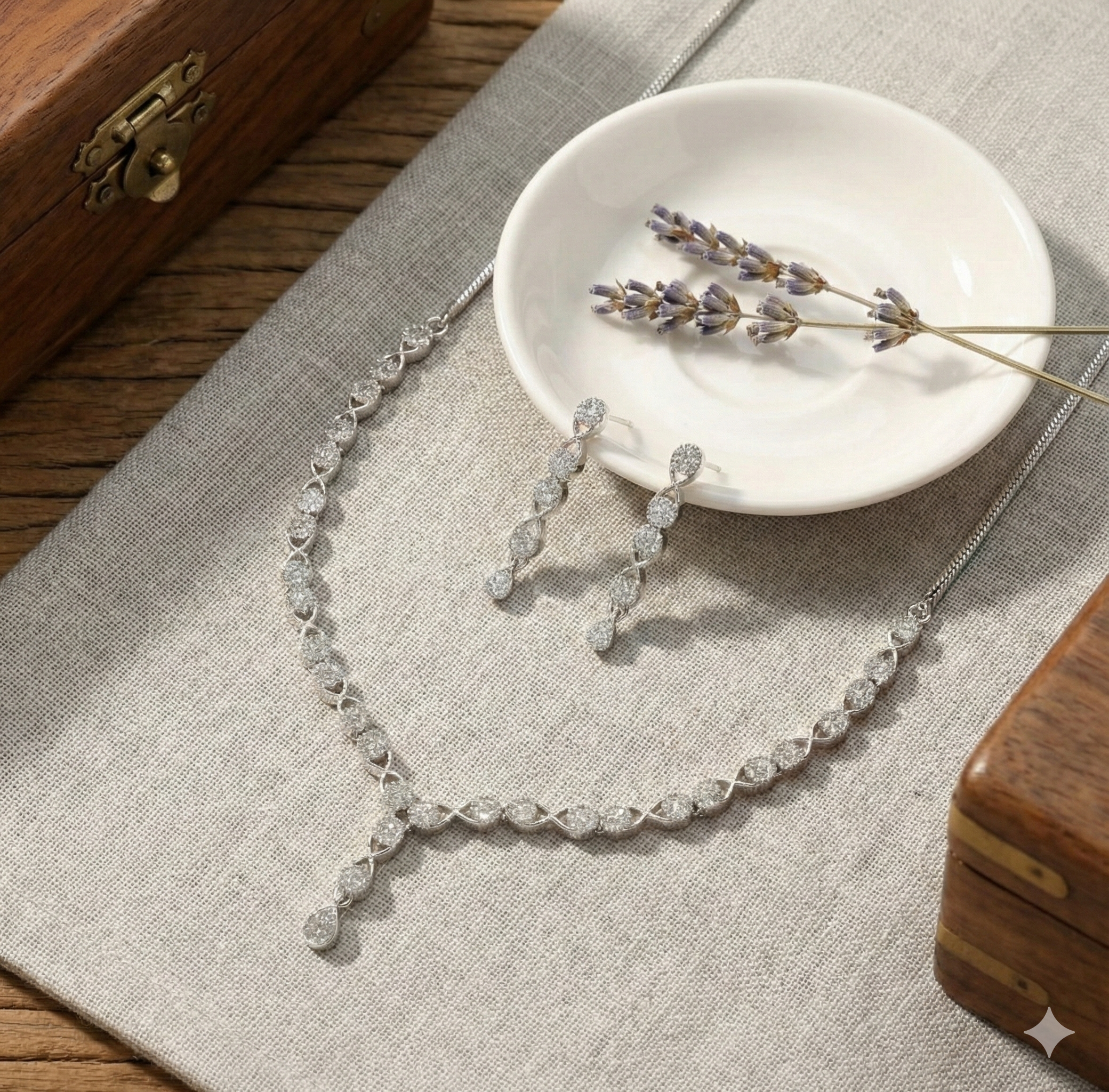 Celestial Infinity Pavé Necklace & Drop Earring Set