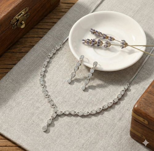 Celestial Infinity Pavé Necklace & Drop Earring Set