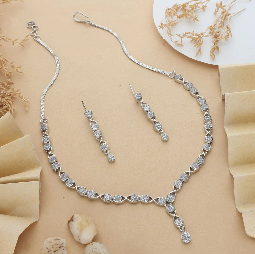 Celestial Infinity Pavé Necklace & Drop Earring Set