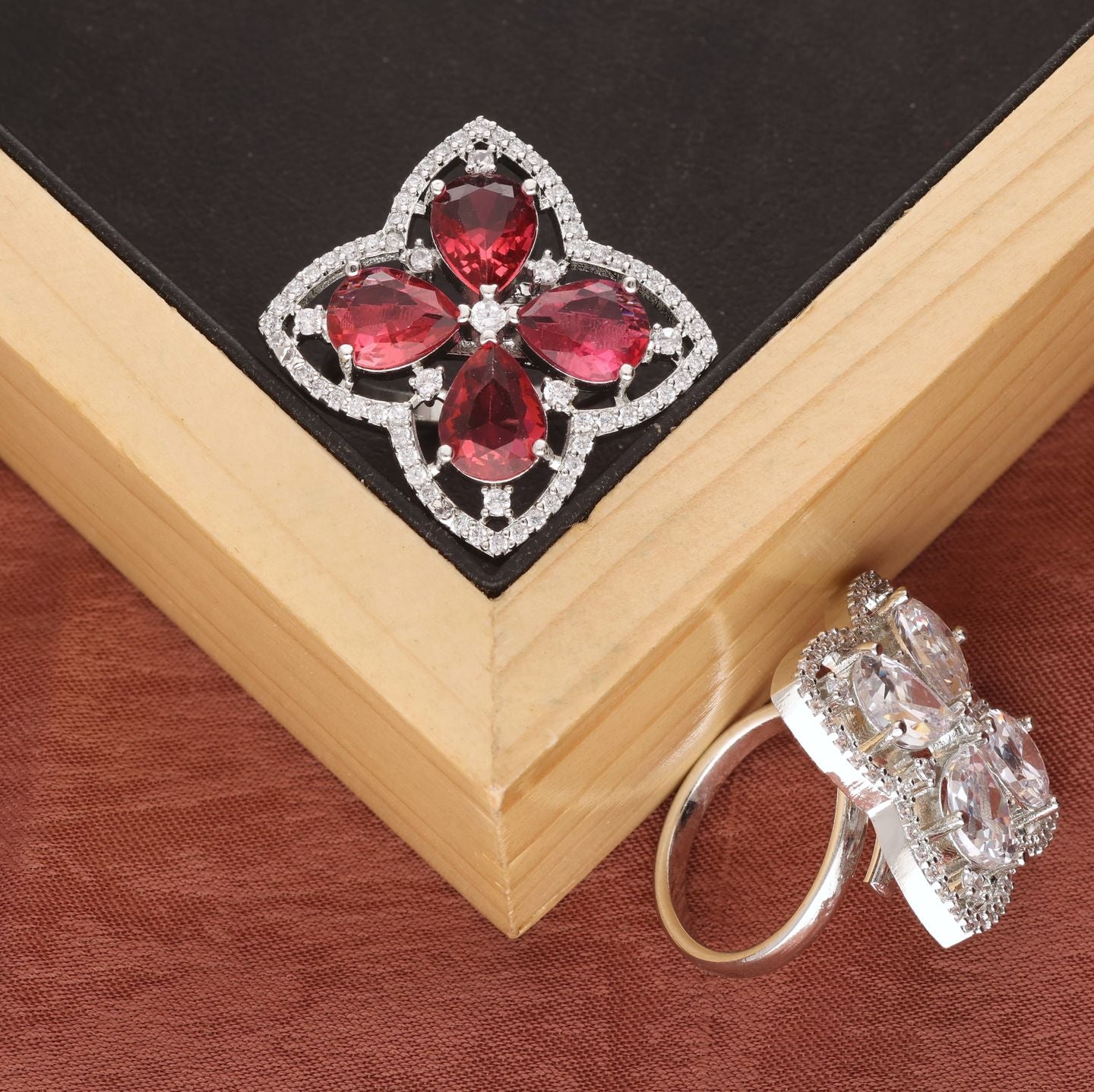 Silver Plated Faux Diamond Ring