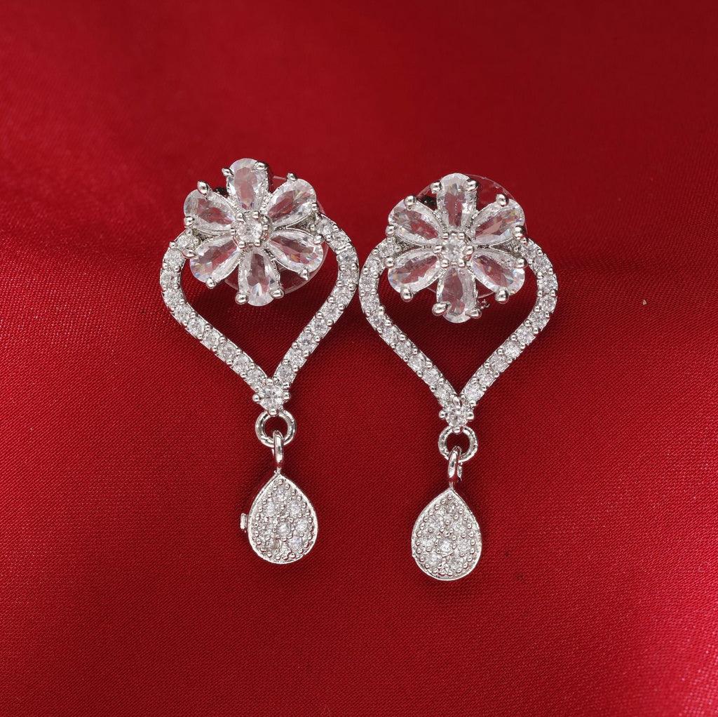 Silver-Toned Kundan Earrings With Blush & Lilac Stone Drop Earrings - Statement Chandelier Jewelry