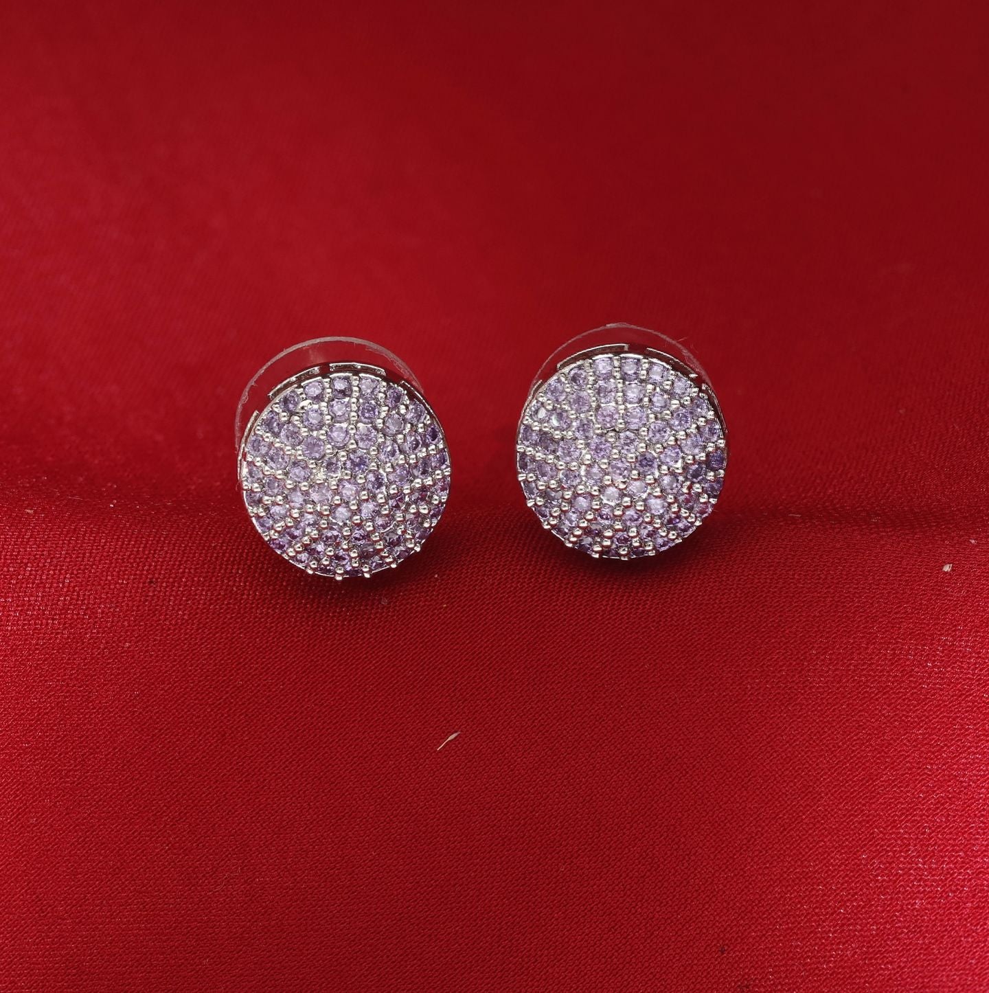 Silver-Toned Kundan Earrings With Blush & Lilac Stone Drop Earrings - Statement Chandelier Jewelry