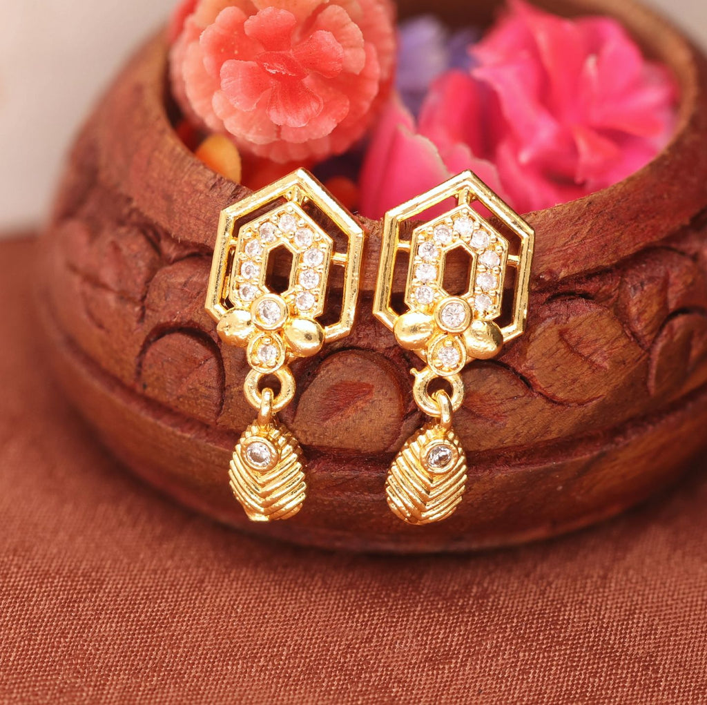 Traditional Gold-Plated Jhumkas & Contemporary Long Drop Earrings Set