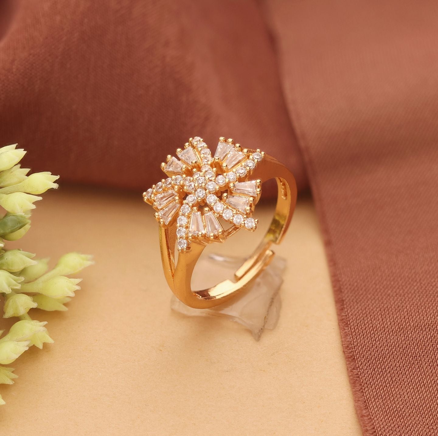 Anti Tarnish Rose Gold AD Finger Ring