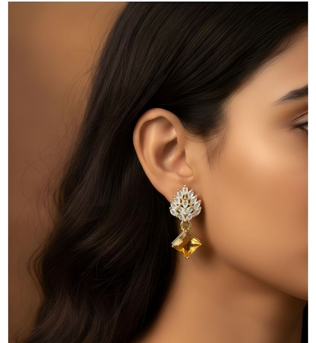 Royal Azure Princess-Cut Drop Earrings