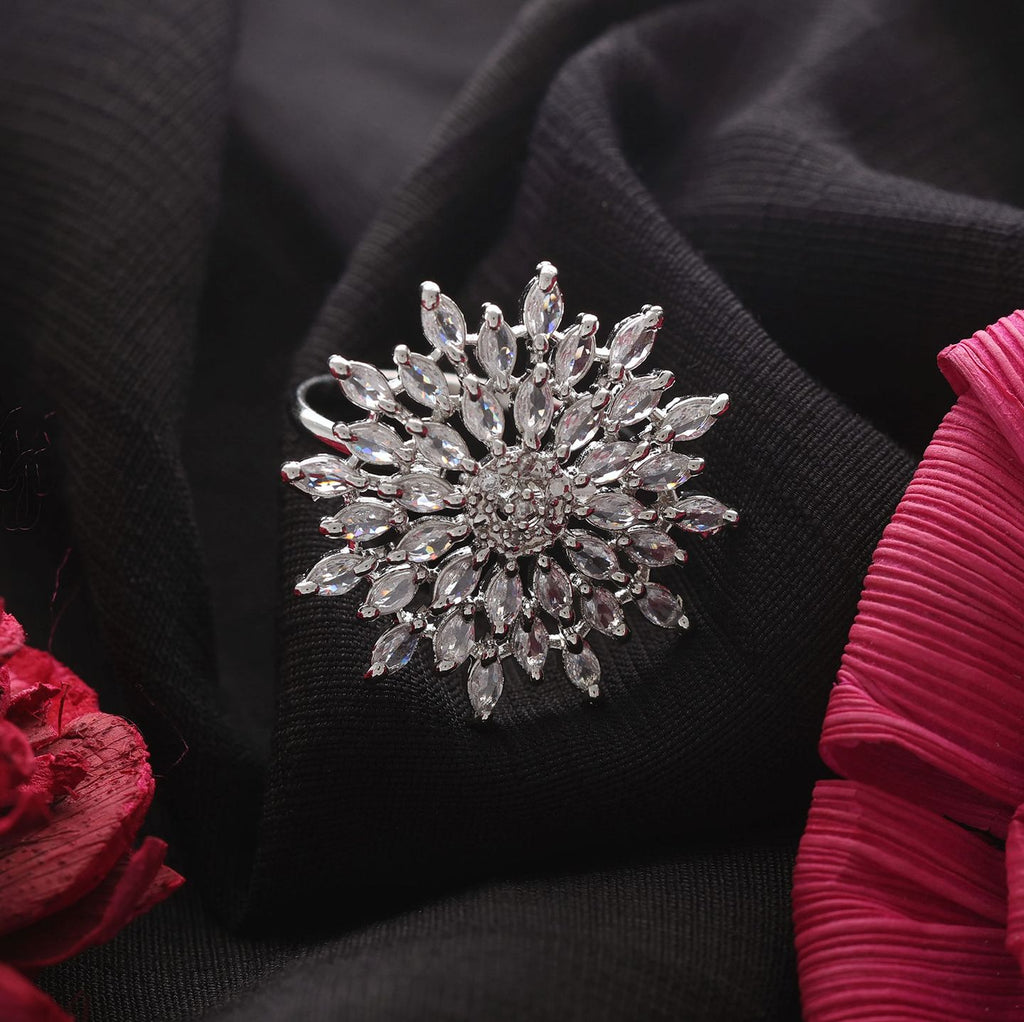 Sparkling Elegance Celestial Dome American Diamond
Ring