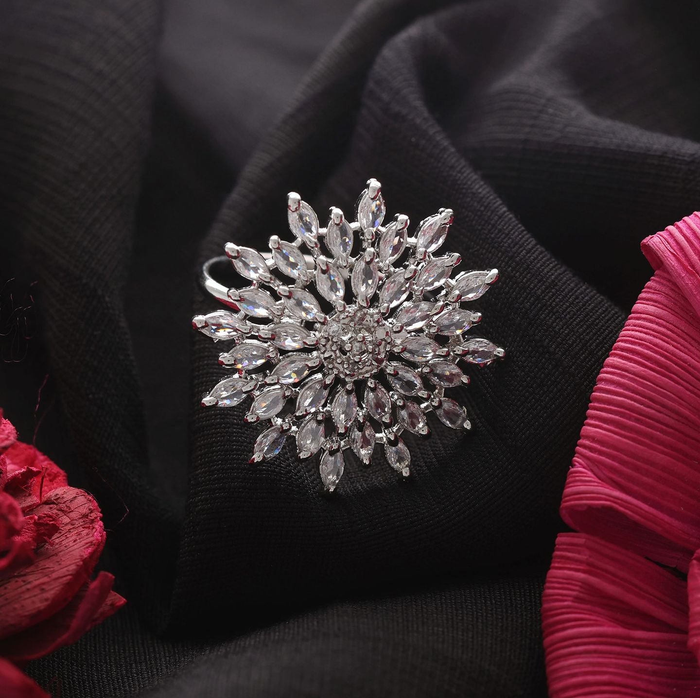 Sparkling Elegance Celestial Dome American Diamond
Ring