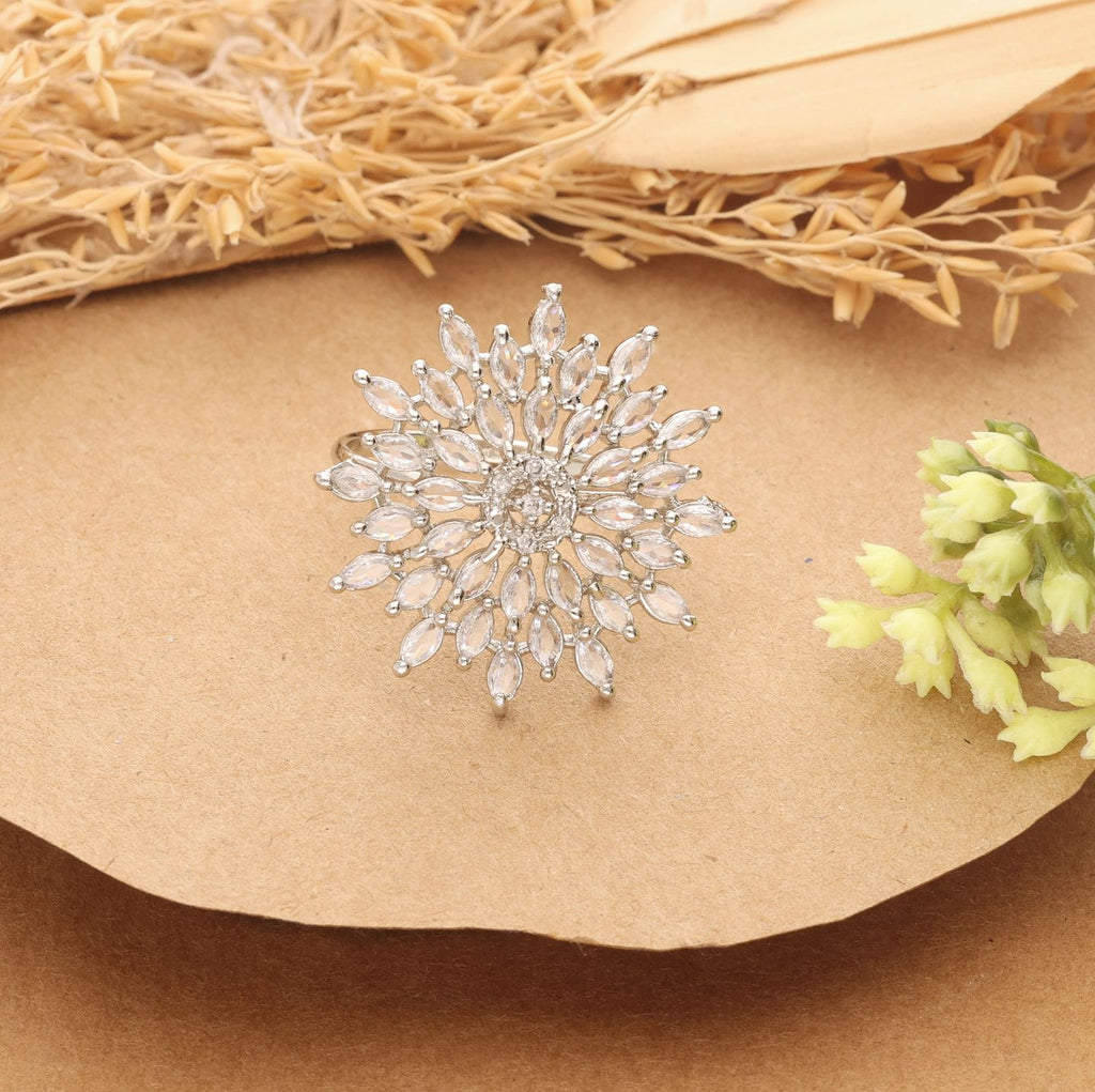 Sparkling Elegance Celestial Dome American Diamond
Ring