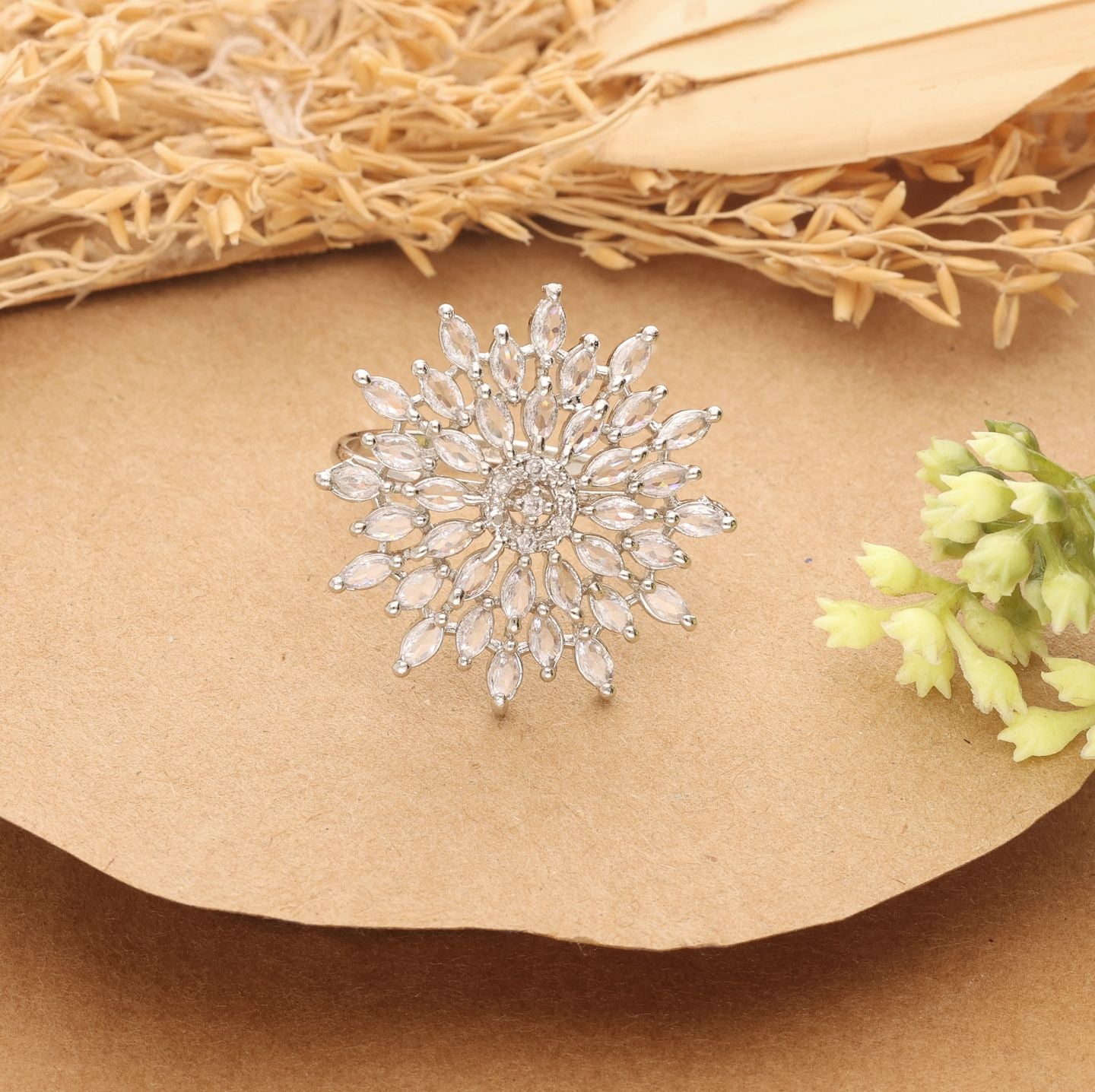 Sparkling Elegance Celestial Dome American Diamond
Ring