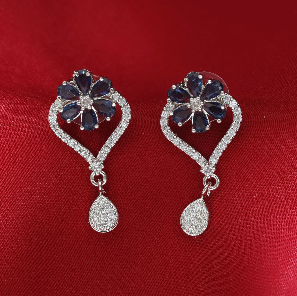 Silver-Toned Kundan Earrings With Blush & Lilac Stone Drop Earrings - Statement Chandelier Jewelry