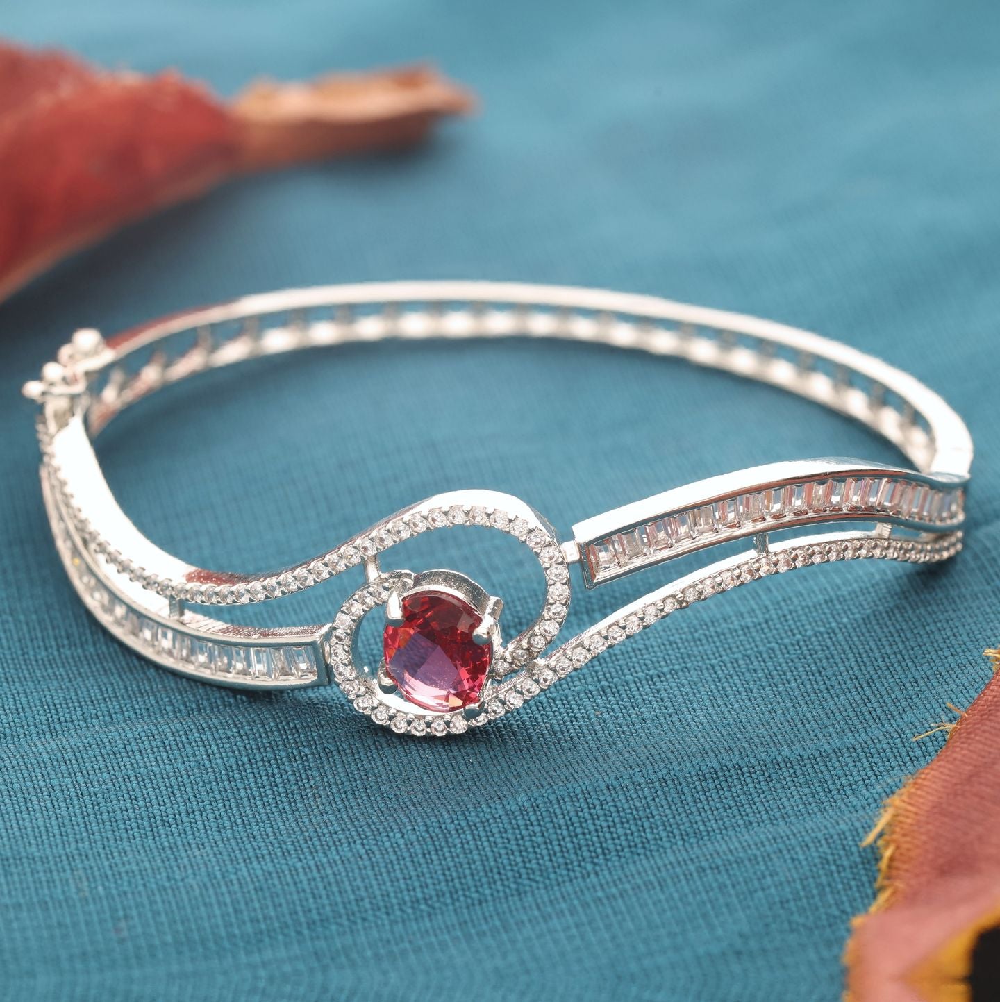 Sparkling Elegance Ruby Grace American Diamond Tennis Bracelet