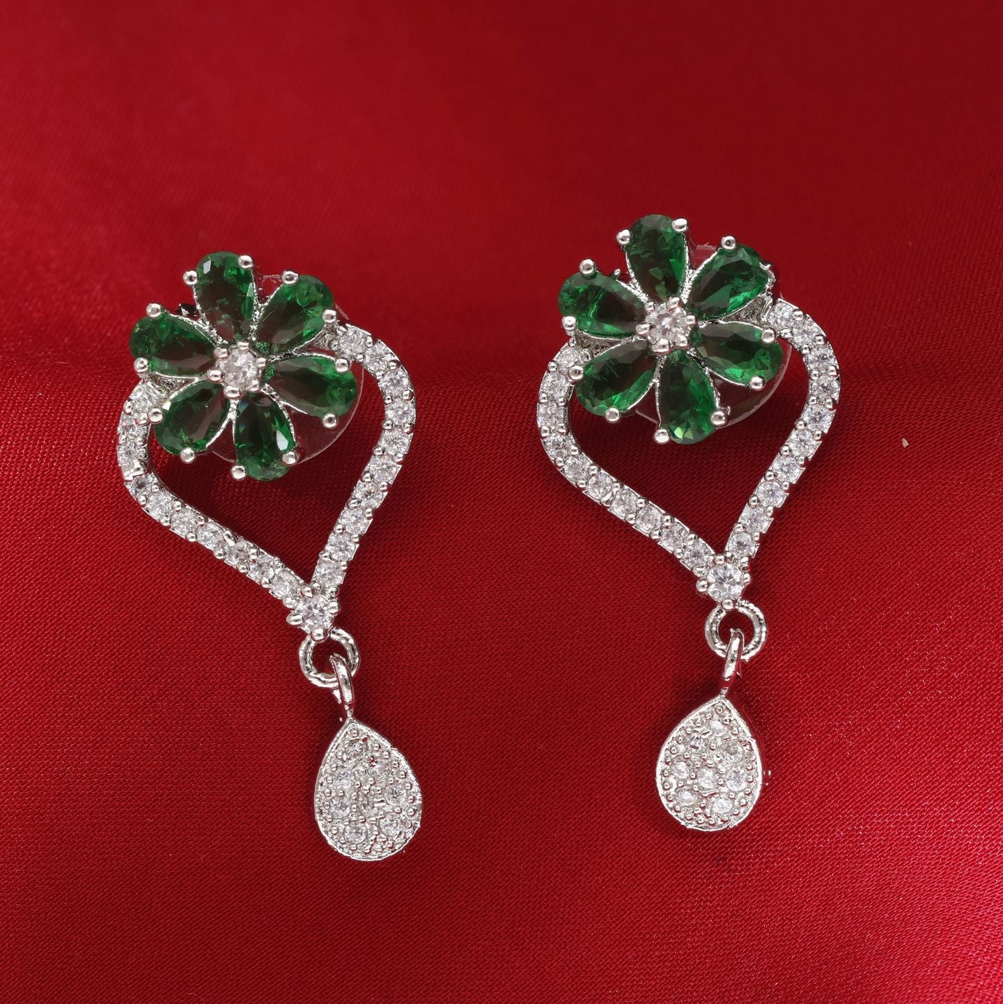 Silver-Toned Kundan Earrings With Blush & Lilac Stone Drop Earrings - Statement Chandelier Jewelry