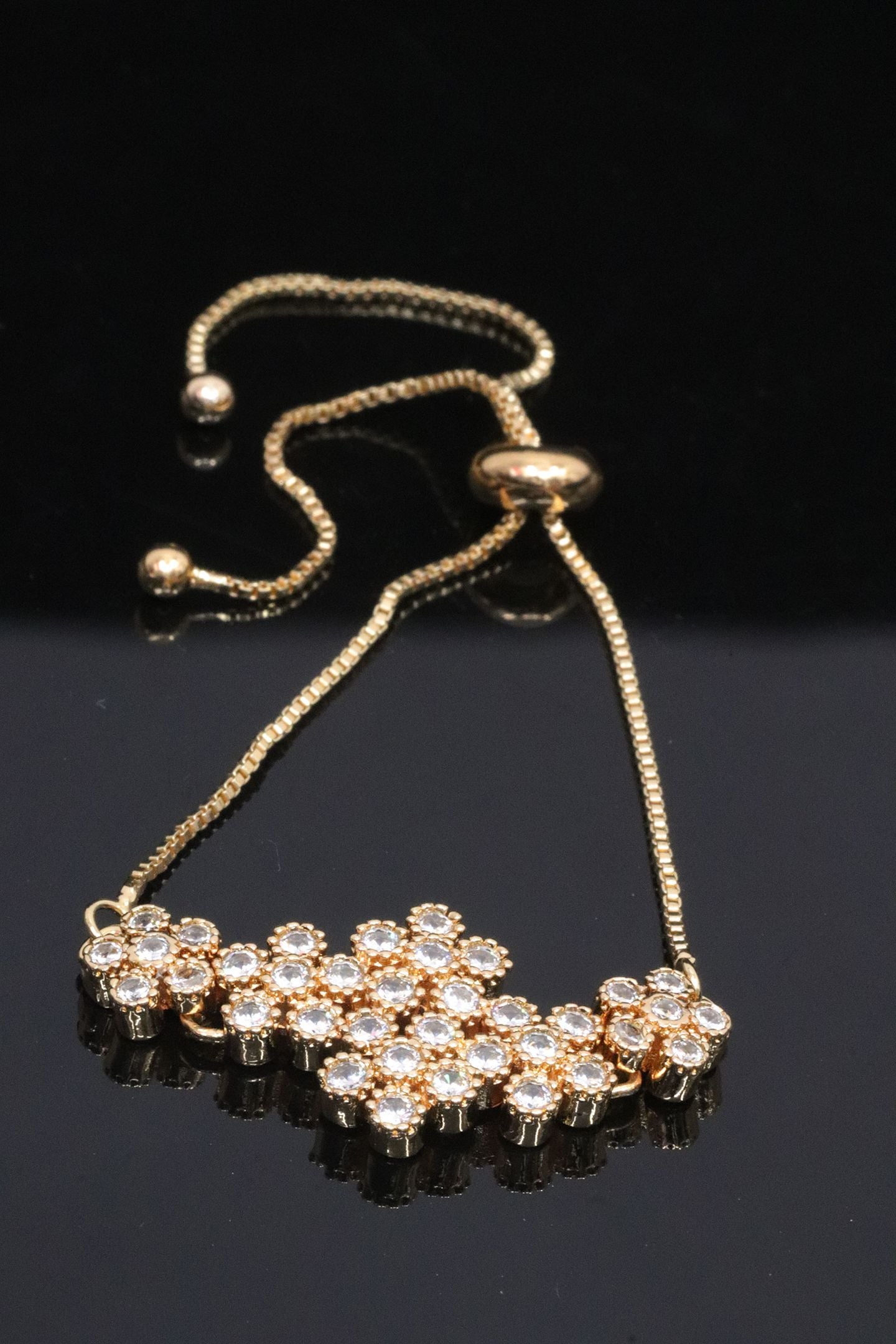 Gold Plated Ad Diamond Studded Fancy Forming Bracelet