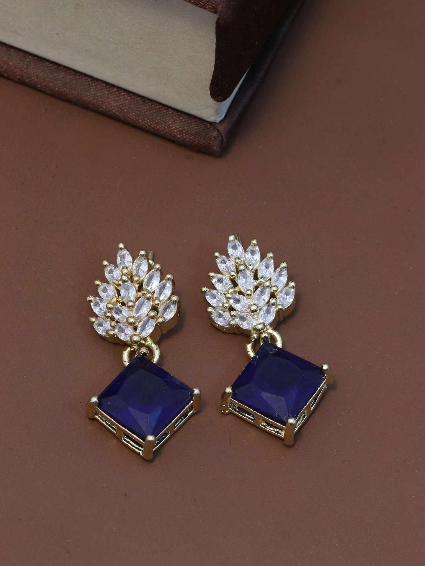 Royal Azure Princess-Cut Drop Earrings