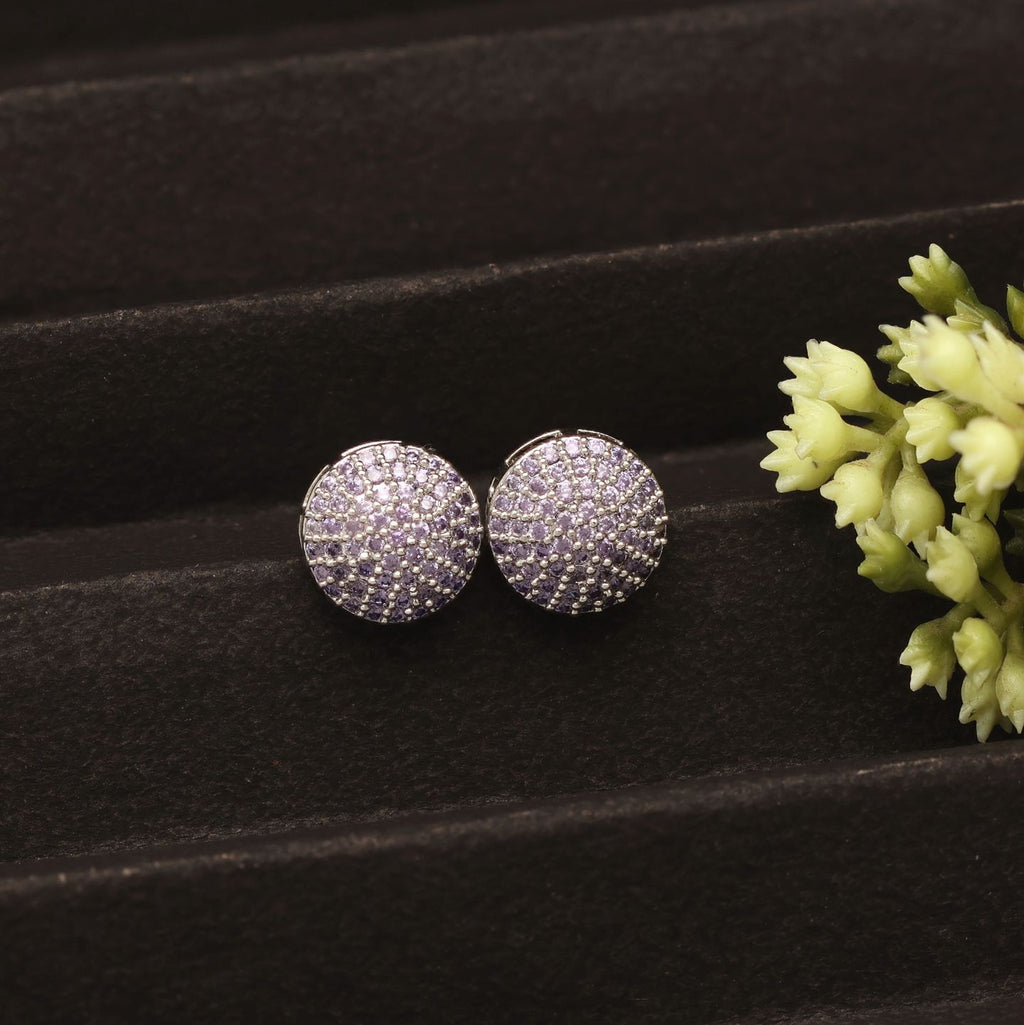 Silver-Toned Kundan Earrings With Blush & Lilac Stone Drop Earrings - Statement Chandelier Jewelry