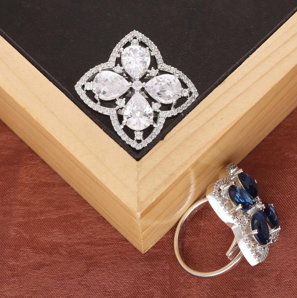 Silver Plated Faux Diamond Ring