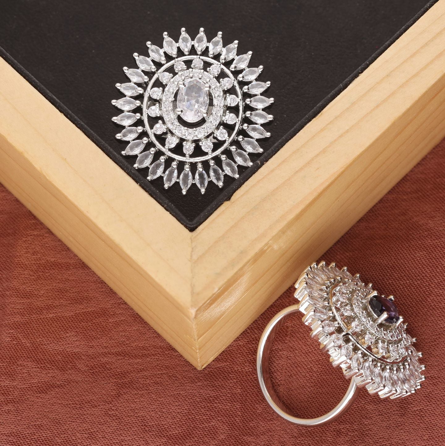 Silver Plated Faux Diamond Ring