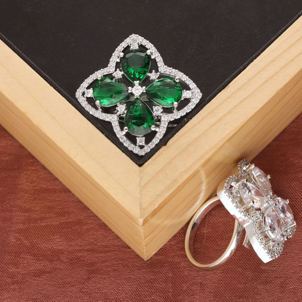 Silver Plated Faux Diamond Ring