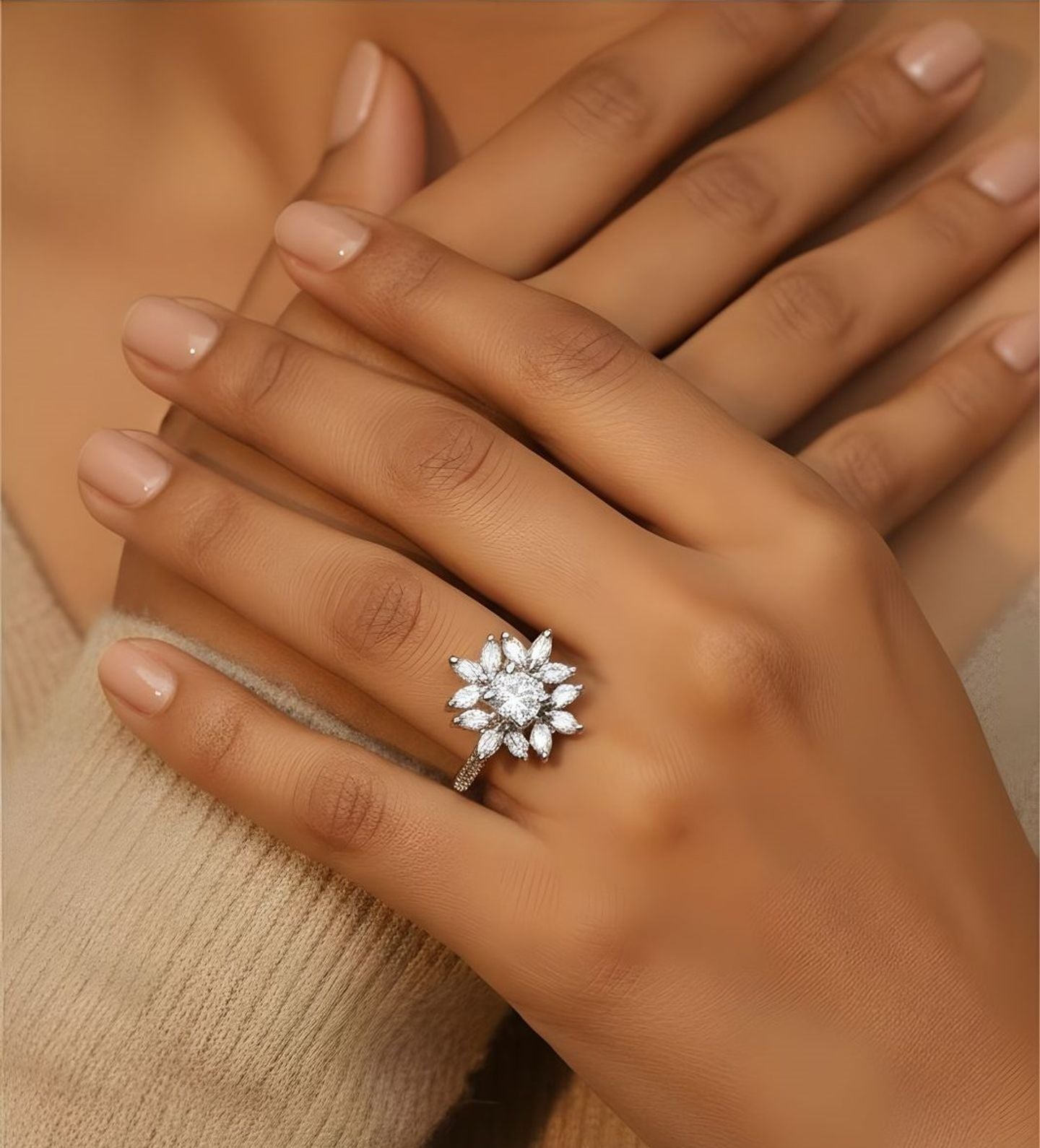 Silver Plated Faux Diamond Ring