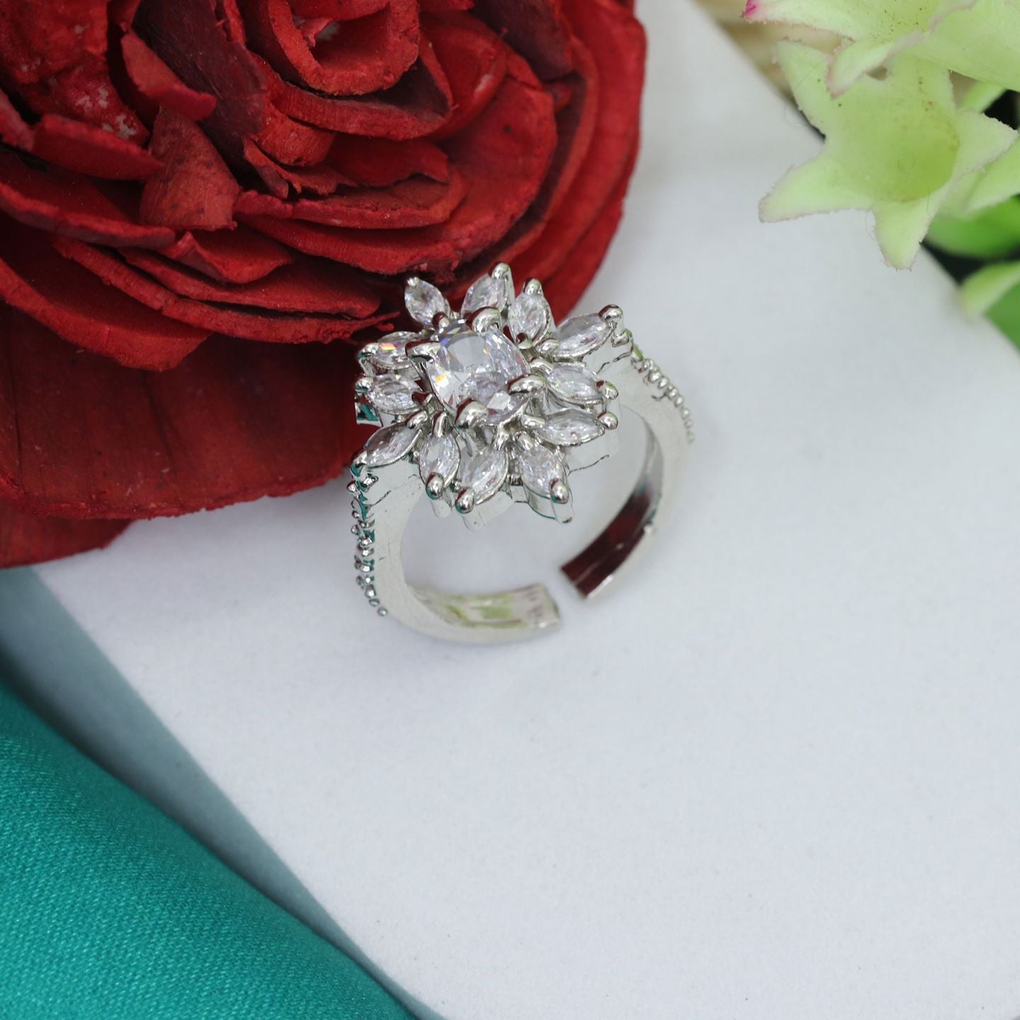 Silver Plated Faux Diamond Ring