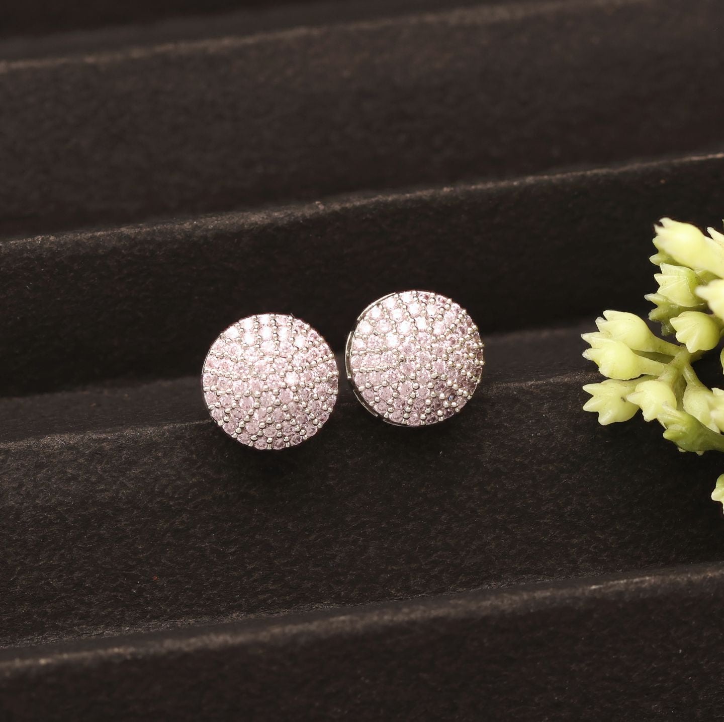 Silver-Toned Kundan Earrings With Blush & Lilac Stone Drop Earrings - Statement Chandelier Jewelry