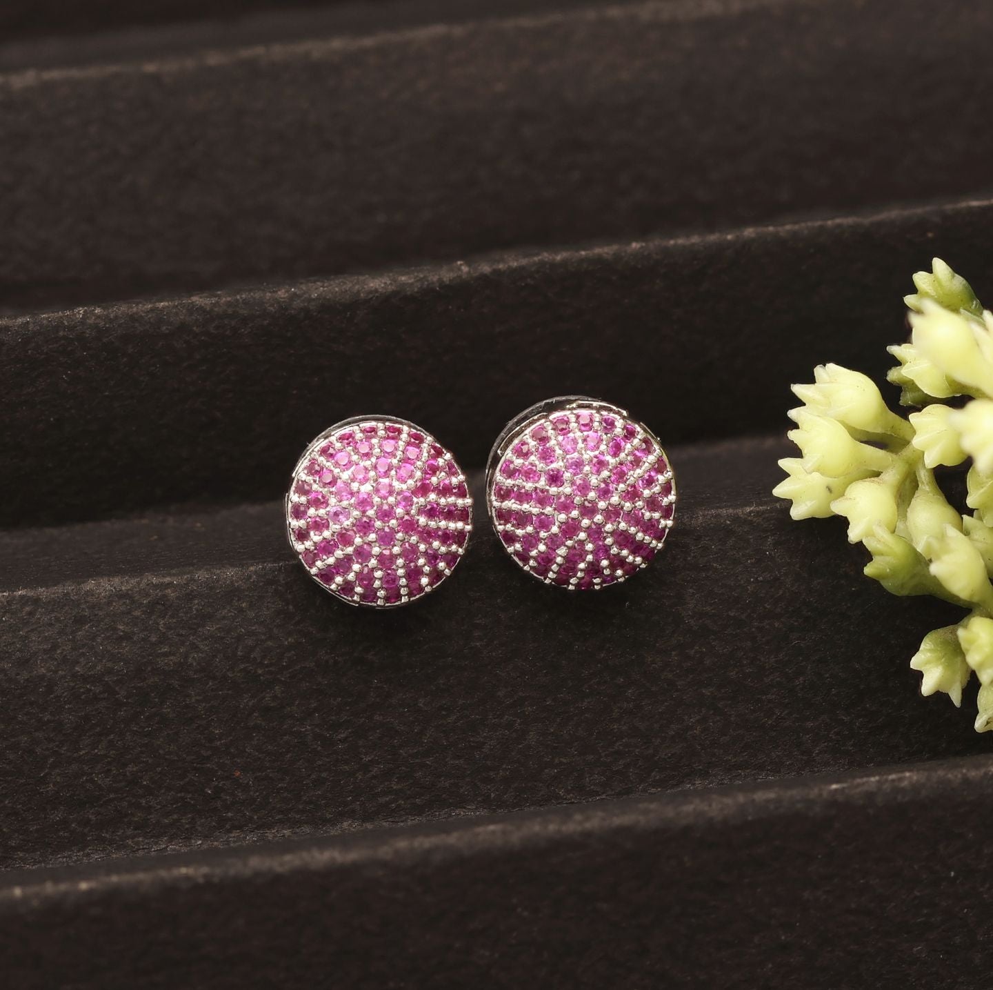 Silver-Toned Kundan Earrings With Blush & Lilac Stone Drop Earrings - Statement Chandelier Jewelry